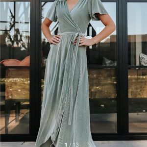 Baltic Born Dress - Andi Velvet Ribbed Wrap - Dusty Sage